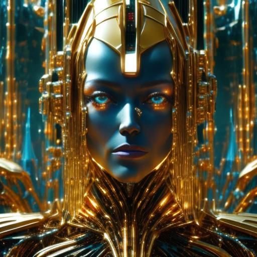 Cyborg Woman Made of Musical Organ Pipes