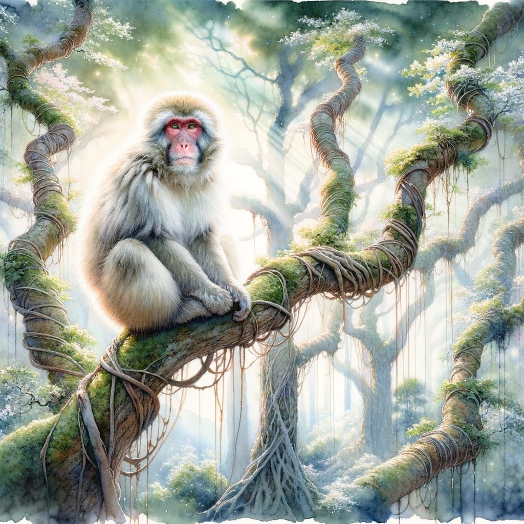 A magnificent Japanese macaque monkey