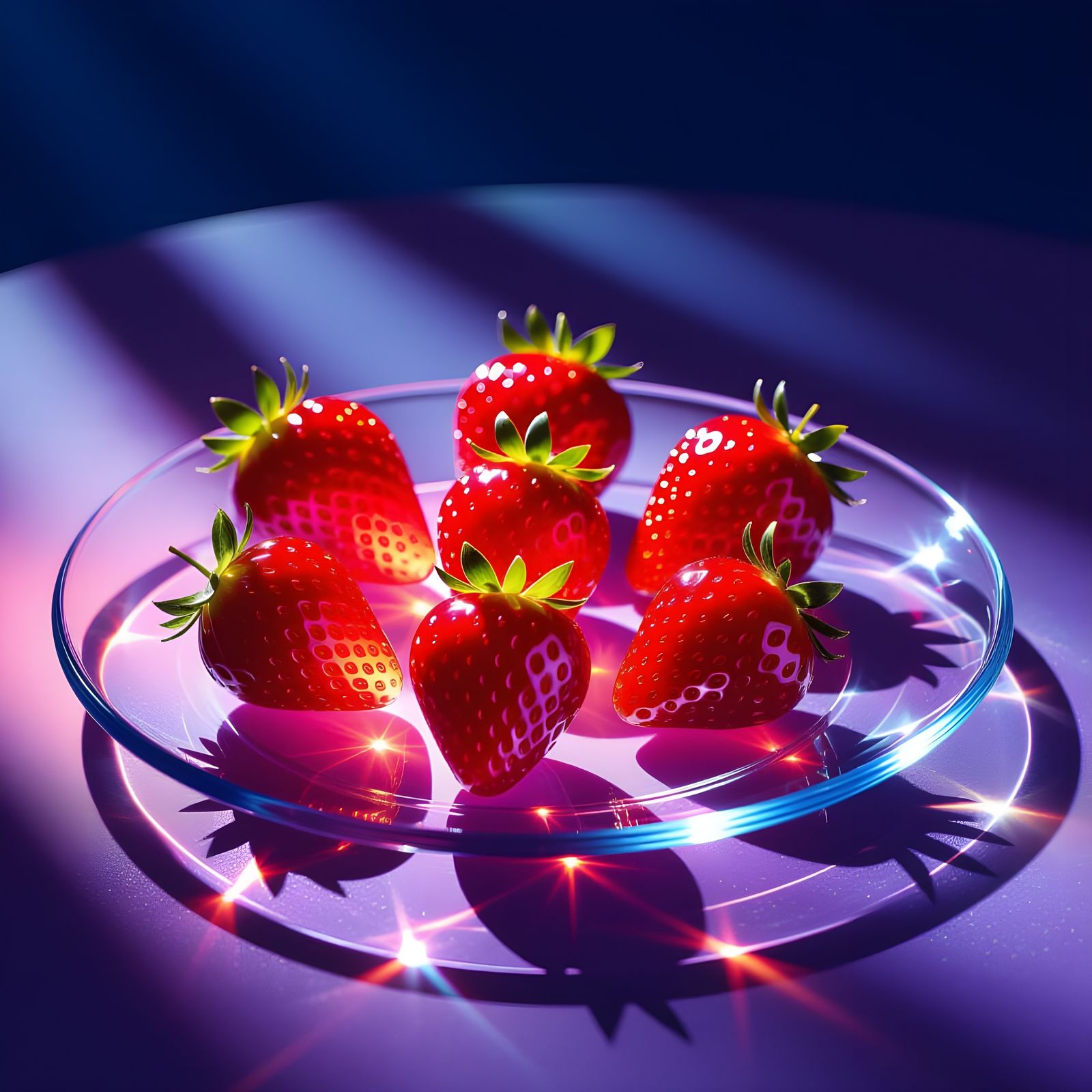 Liquid Glass Strawberries on Iridescent Plate