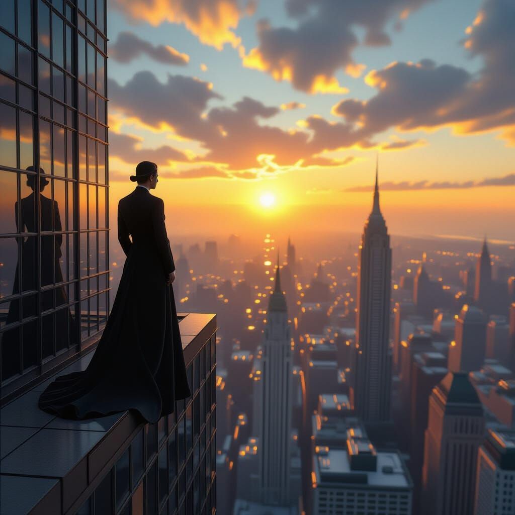 Surreal Cityscape with Figure, Dreamscape Art