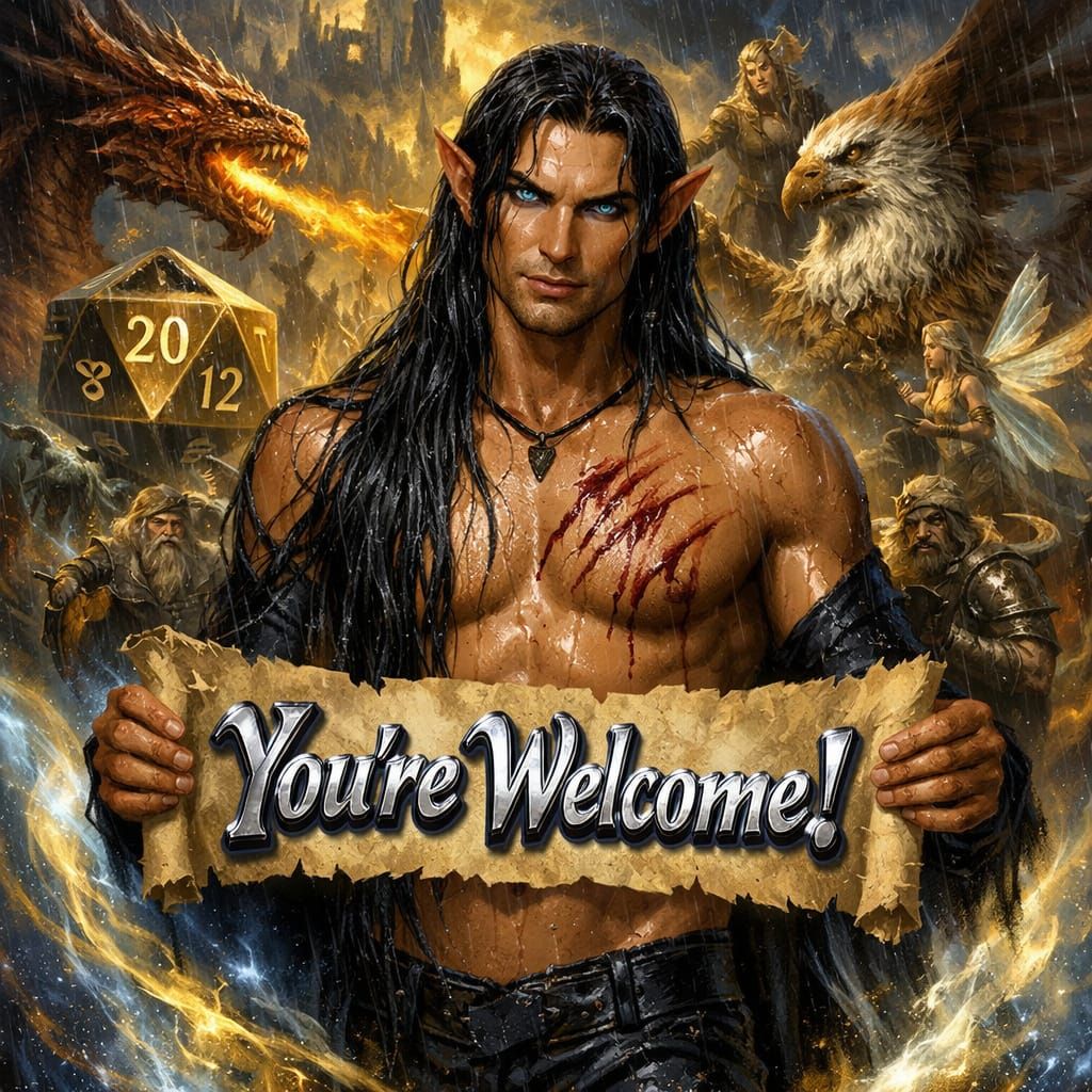 Sensual Elf Warrior with Claw Marks and Magical Aura