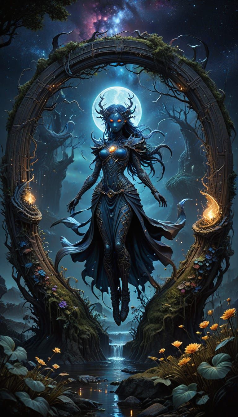 Surreal Dark Art of a Moonlit Nightmare