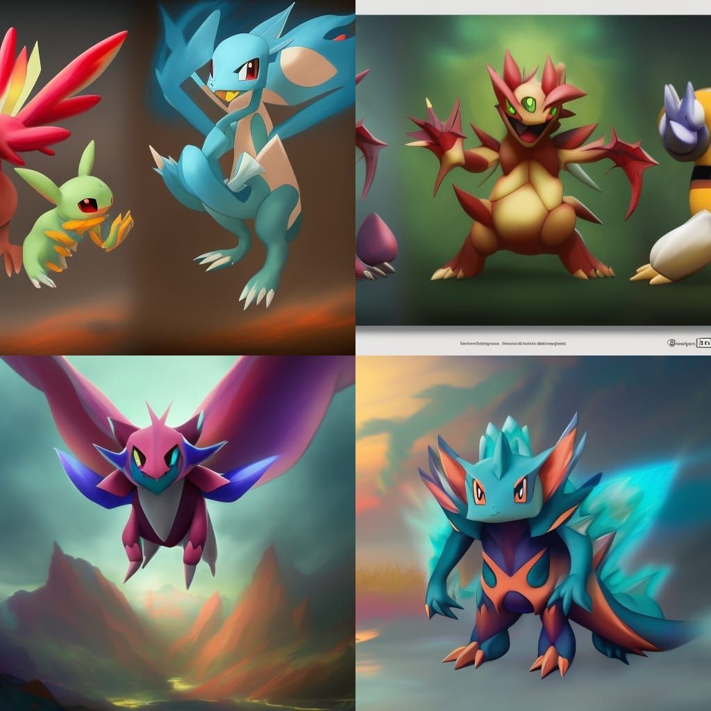Pokemon Fusion: Detailed Matte Painting in 8K