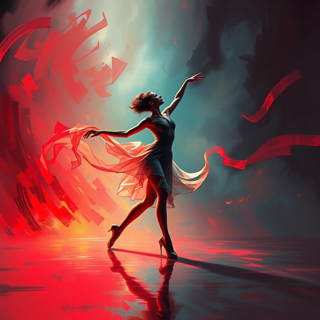 Dynamic Dancer in Red Light: An Artistic Expression