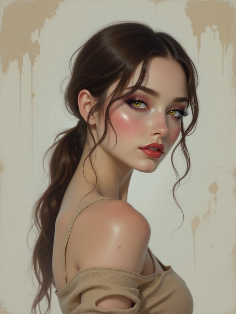 Detailed Portrait of a Woman in Soft Studio Light