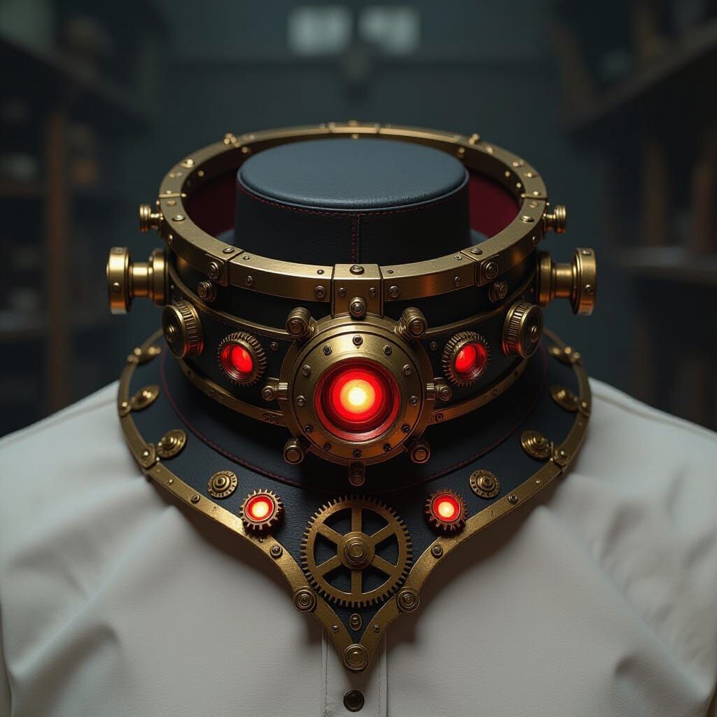 Steampunk Mechanical Collar in Dark Fantasy Style