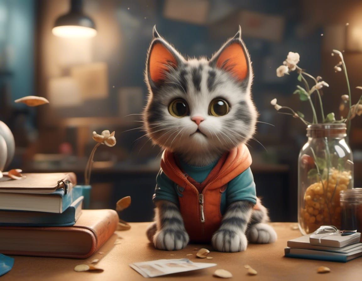 Cute Cat in DALL-E 3D Style