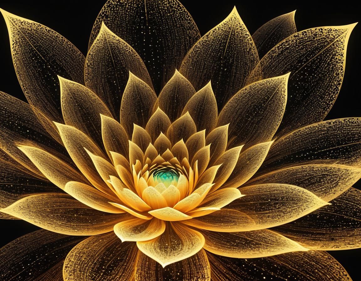 Ethereal Golden Flower in Abstract Surreal Art
