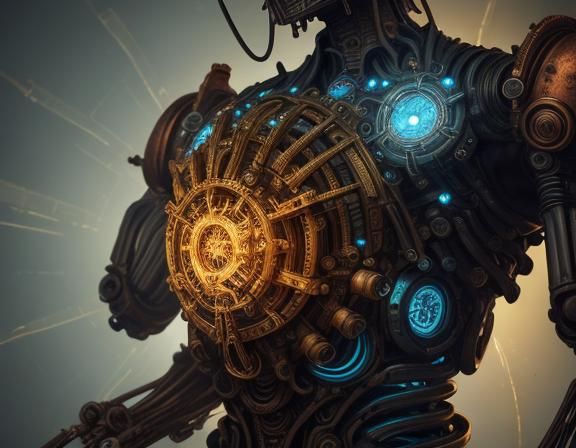 Biomechanical Steampunk Lungs with Copper and Brass