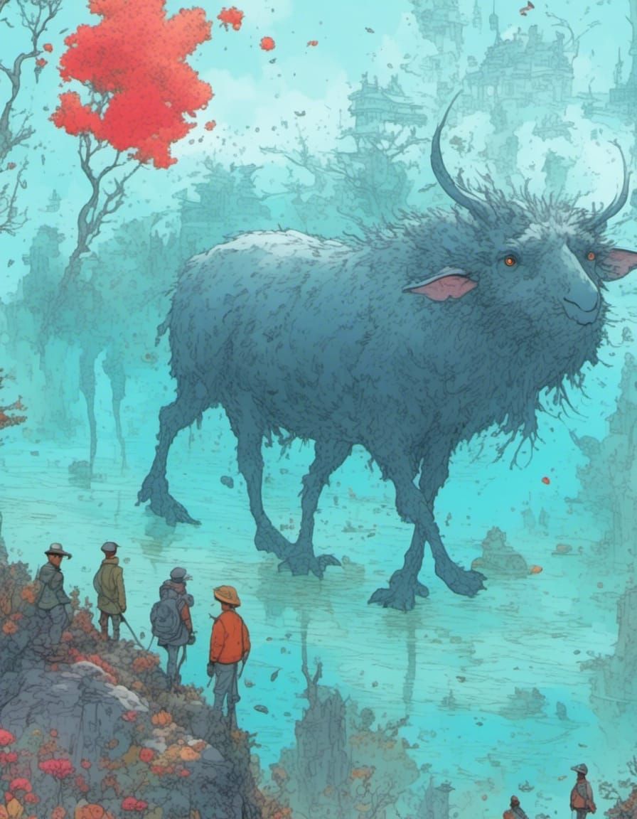 <lora:Whimsical Painting:1.0> Ostriches on parade Epic cinem...