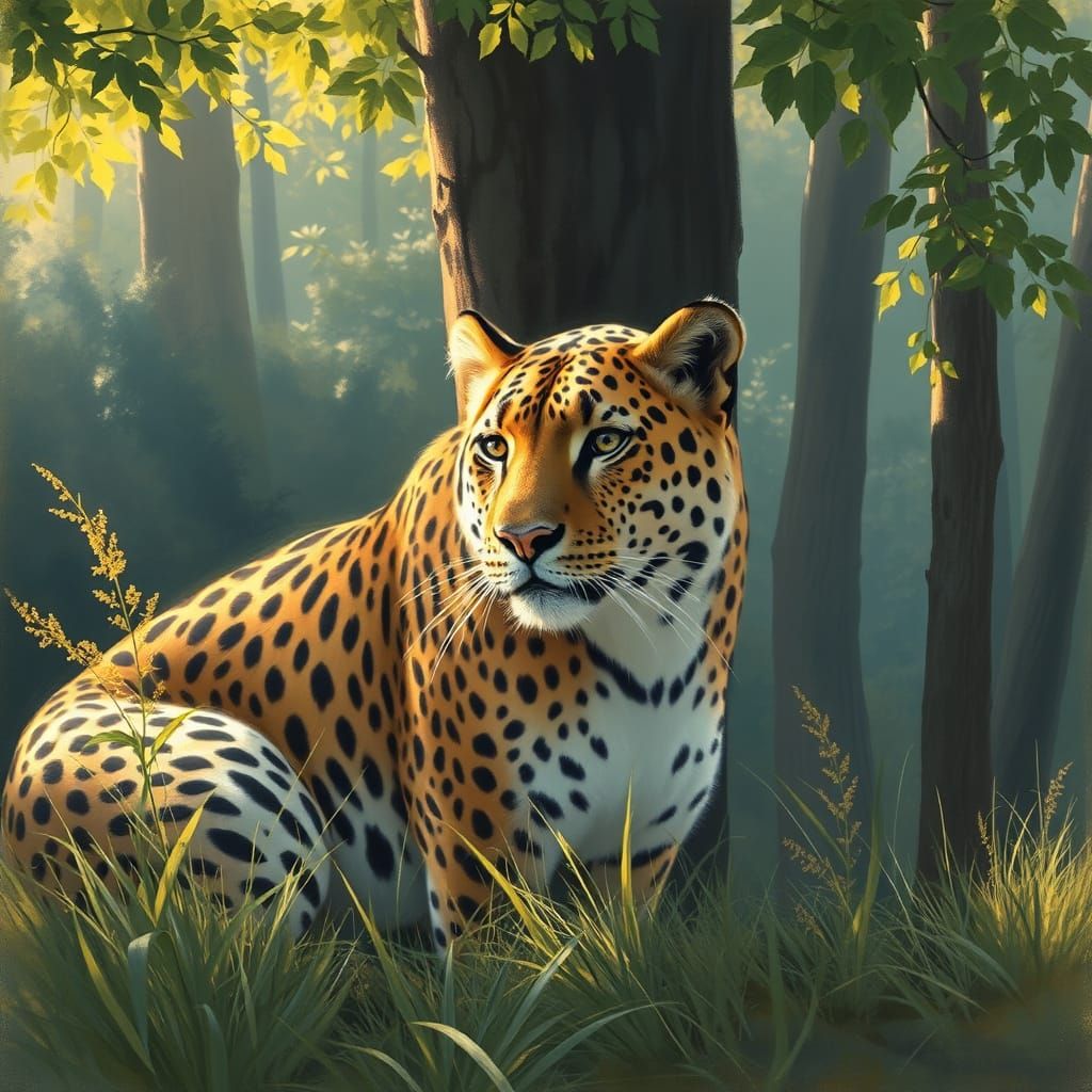 Majestic Wild Cat in Vibrant Lush Habitat