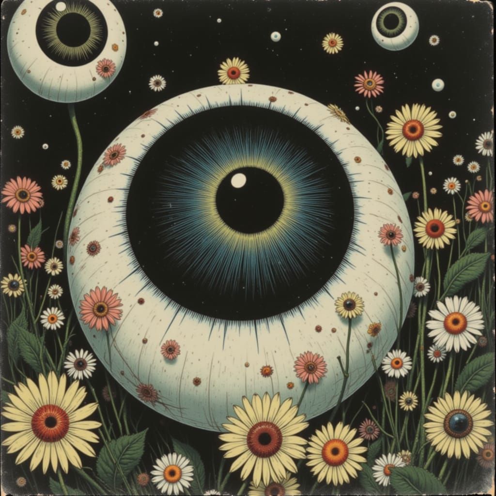 Surreal Eyeball Queen in a Fantasy Garden