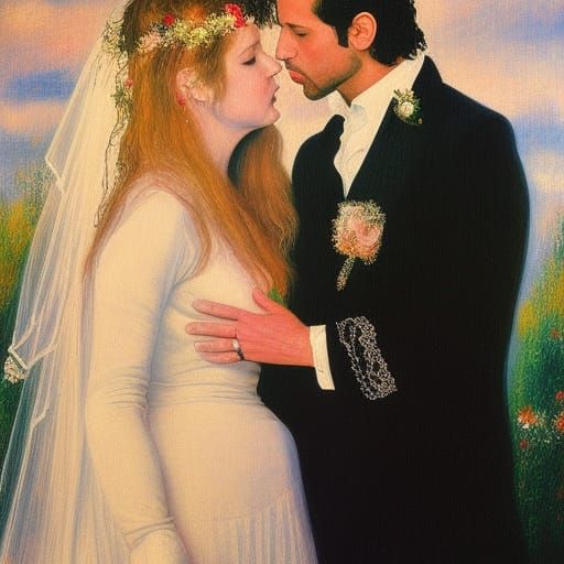 Romantic Wedding Portrait in Renoir Style