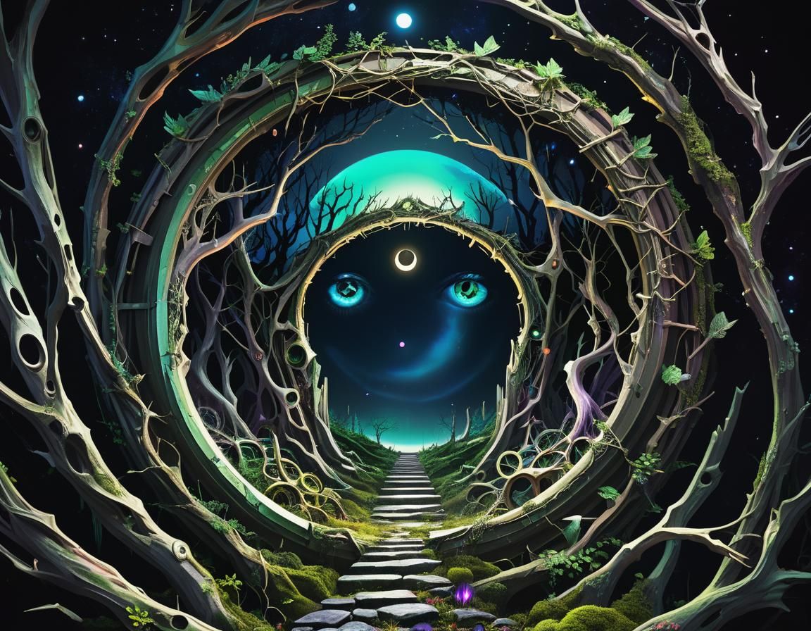 Weirdcore Portal with Arcology Eyes and Moon