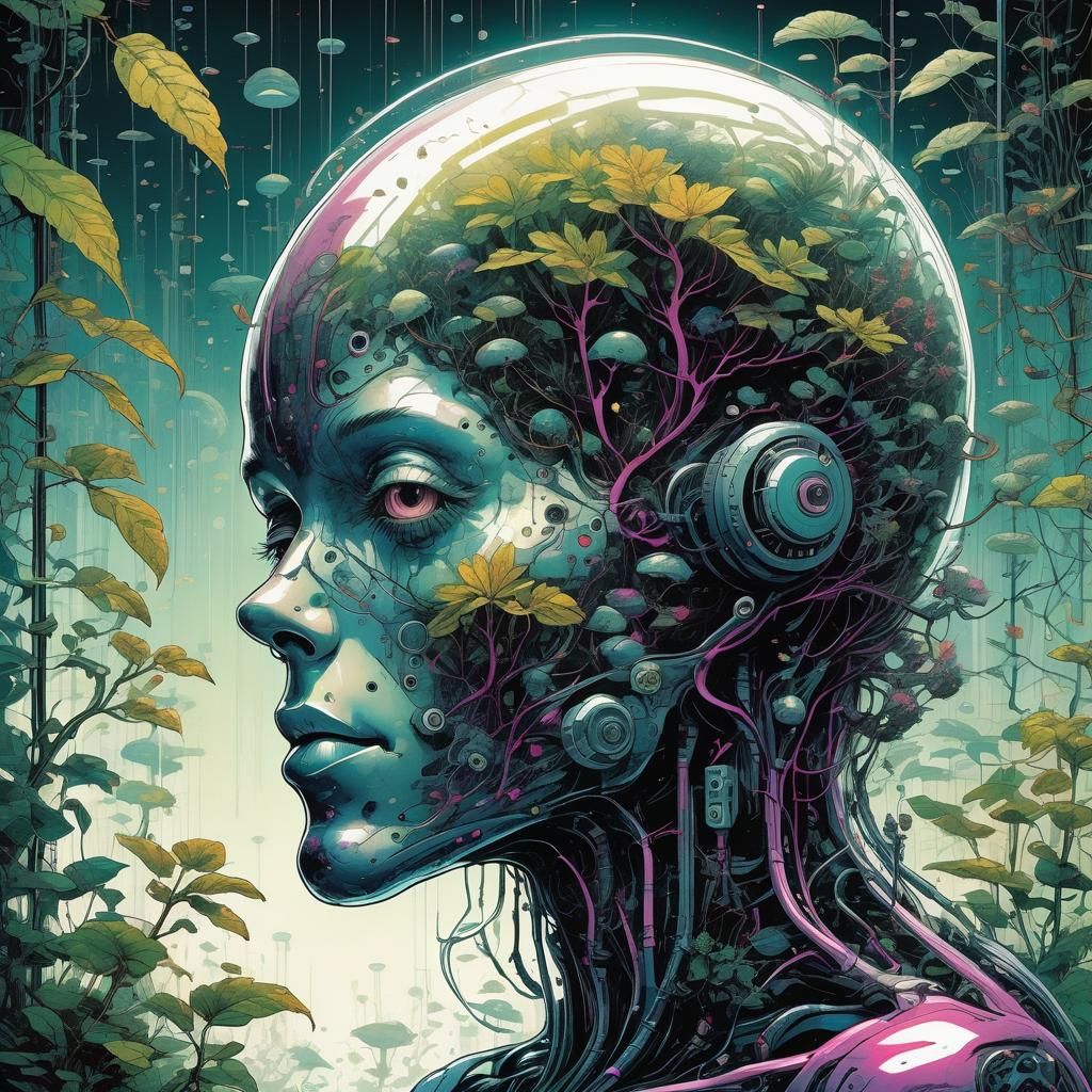 Biopunk Symbiotic Humanoid in Digital Painting Style