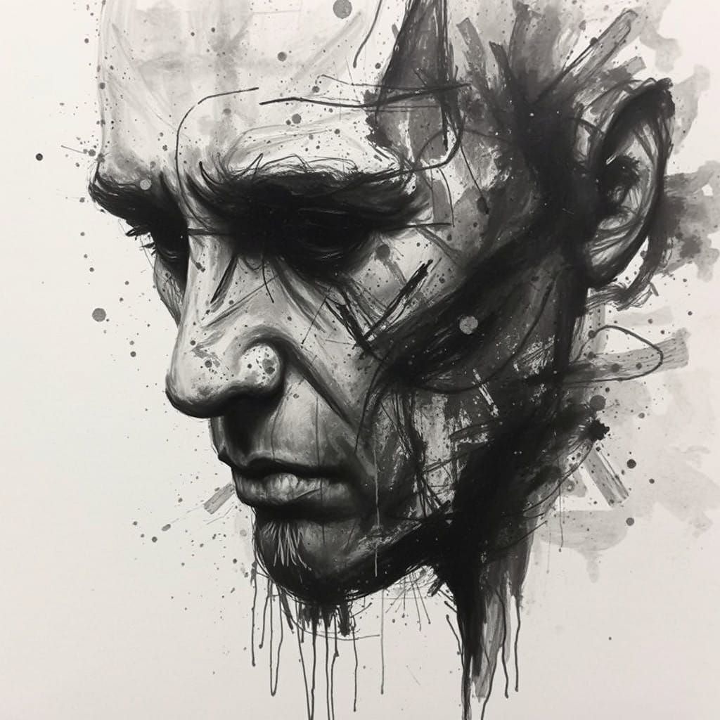 Expressive Charcoal Drawing in a Crude, Emotional Style