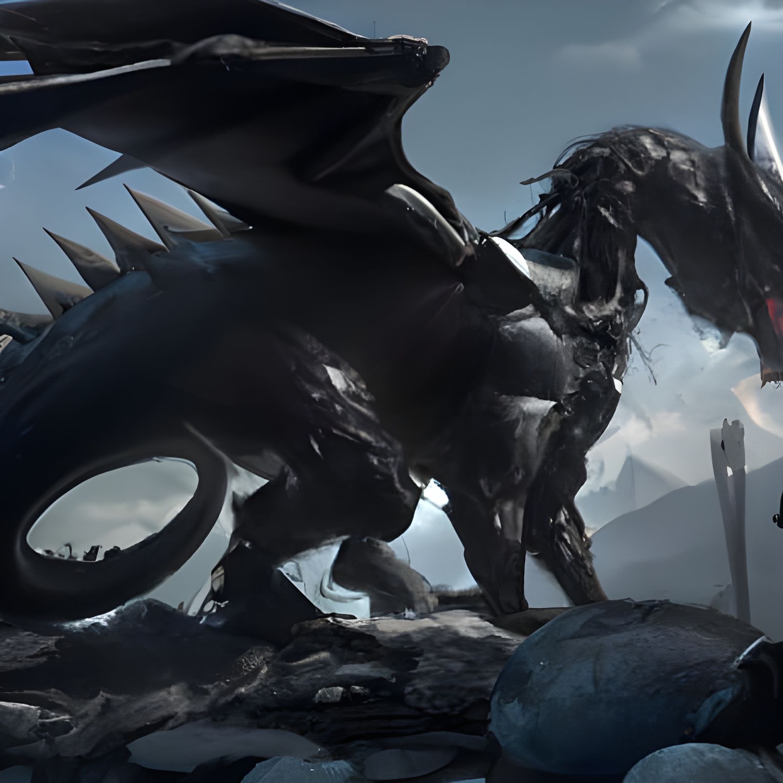 Black Dragon Dark Fantasy Concept Art