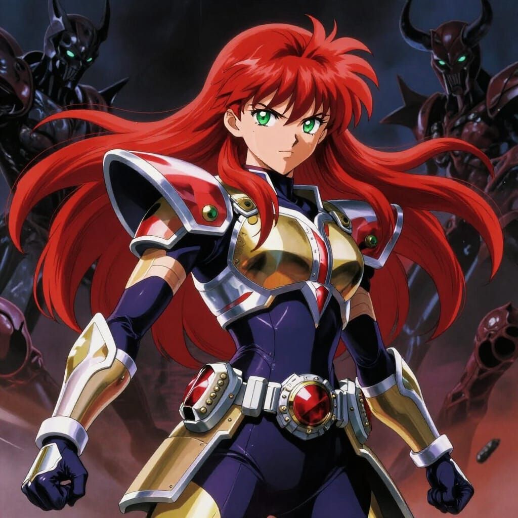 Red Sentai Warrior Ready for Epic Anime Battle