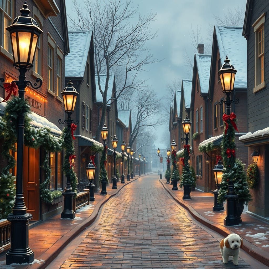 Victorian Winter Wonderland on Cobblestone Street