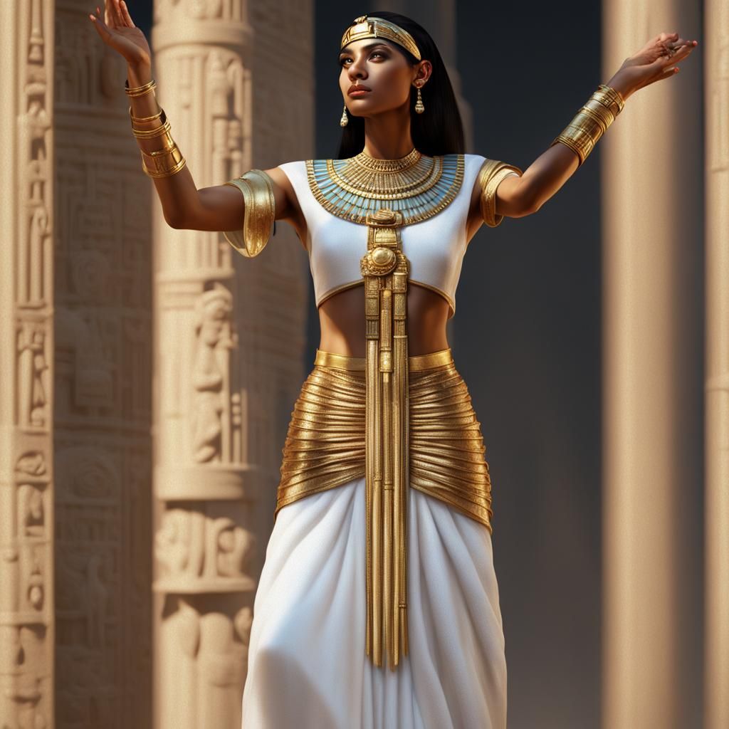 Egyptian Woman in Golden Light: Hyperrealistic Digital Art