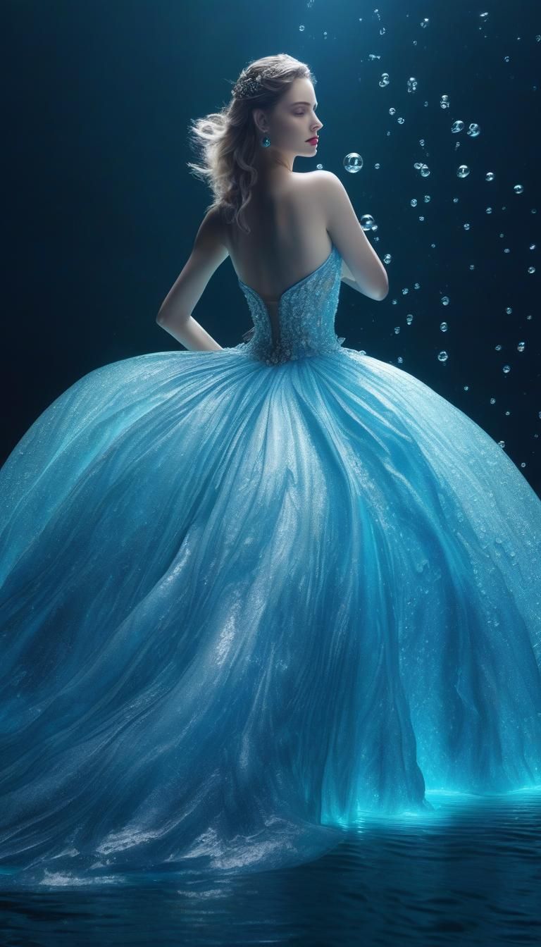 Fantastical Water Ball Gown in 8K Resolution