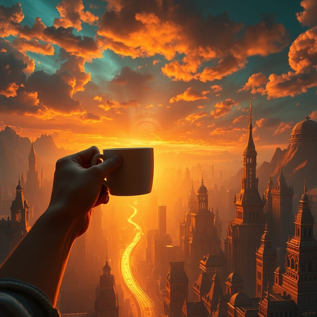 Cyberpunk Cityscape Coffee Toast in Unreal Engine 5