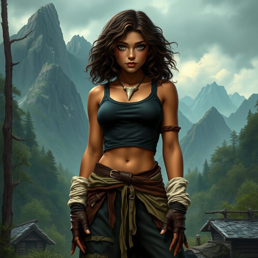 Mystical Norse Warrior Maiden in Dark Fantasy Realm