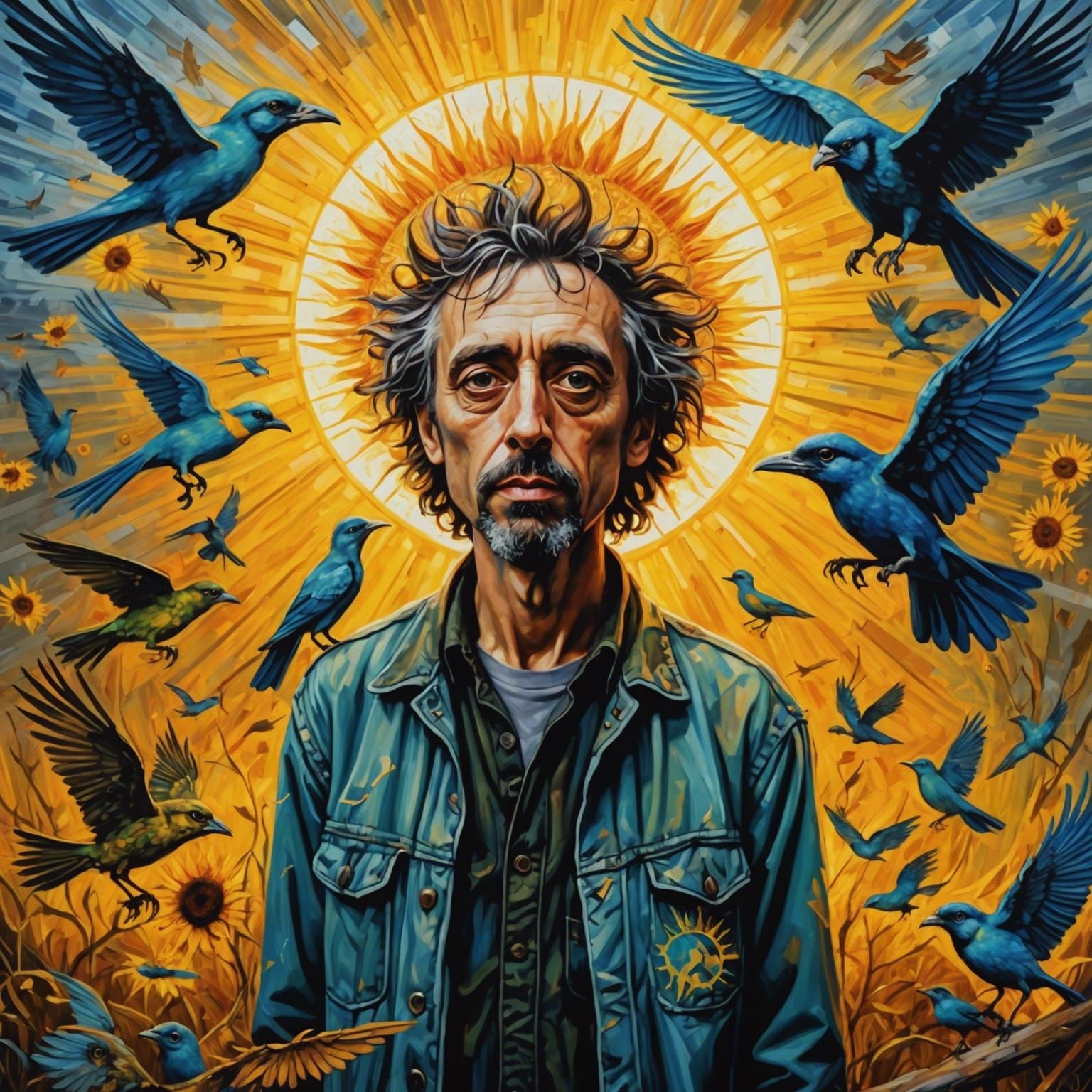 Bird-Man's Dystopian Flight: A Burton-esque Van Gogh Paintin...