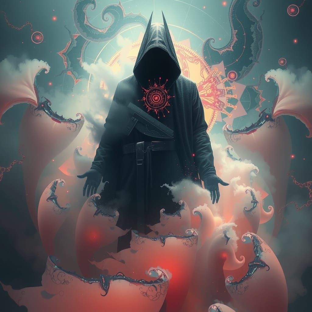 Mysterious Figure Amidst Fractal Geometry