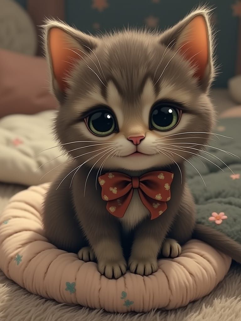 Whimsical Kitty in Pastel Wonderland