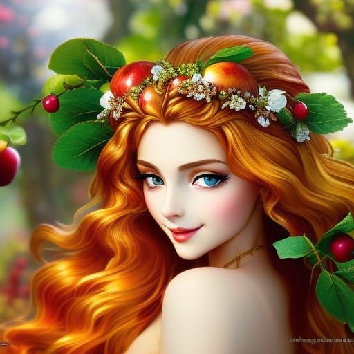 Beautiful Apple Fairy with Blossoms, Hyperdetailed Art
