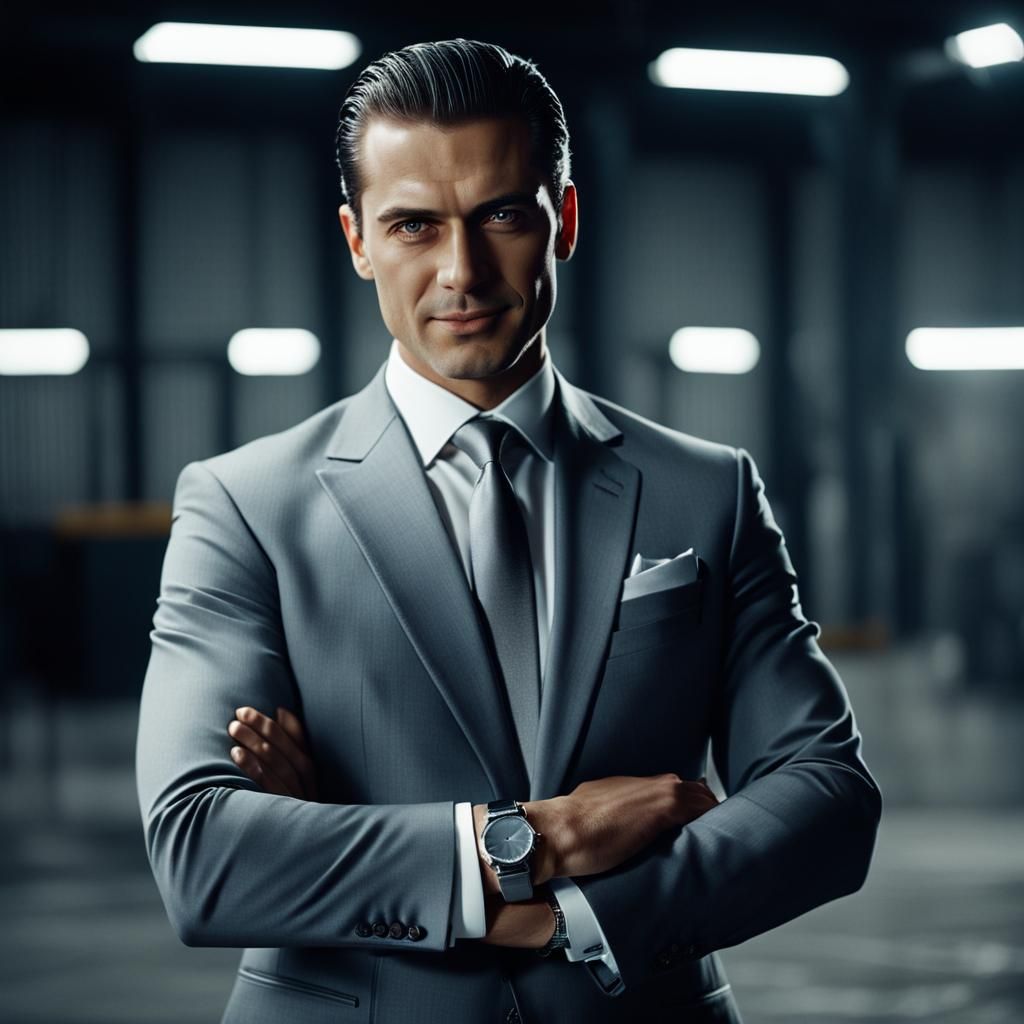 Cinematic Portrait of a Businessman in Industrial Setting
