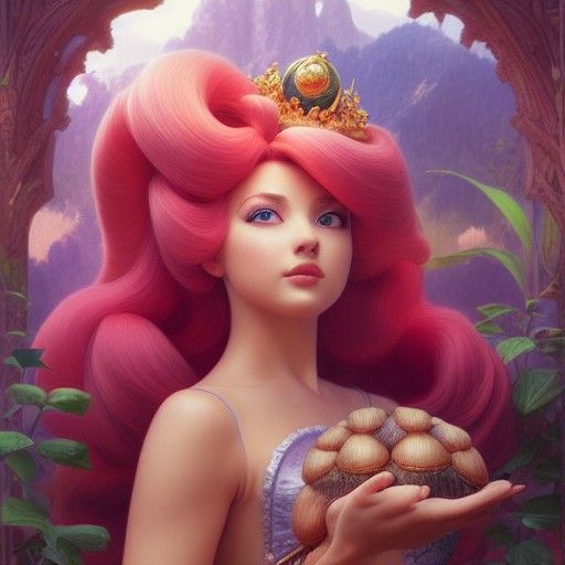 Princess Peach in Mushroom Kingdom: Hyperrealistic Art