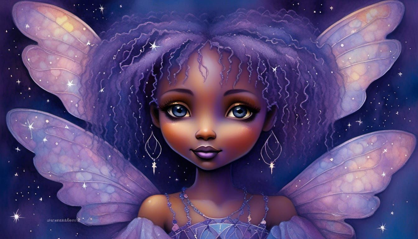 Porcelain Fairy Doll Portrait on Starry Night