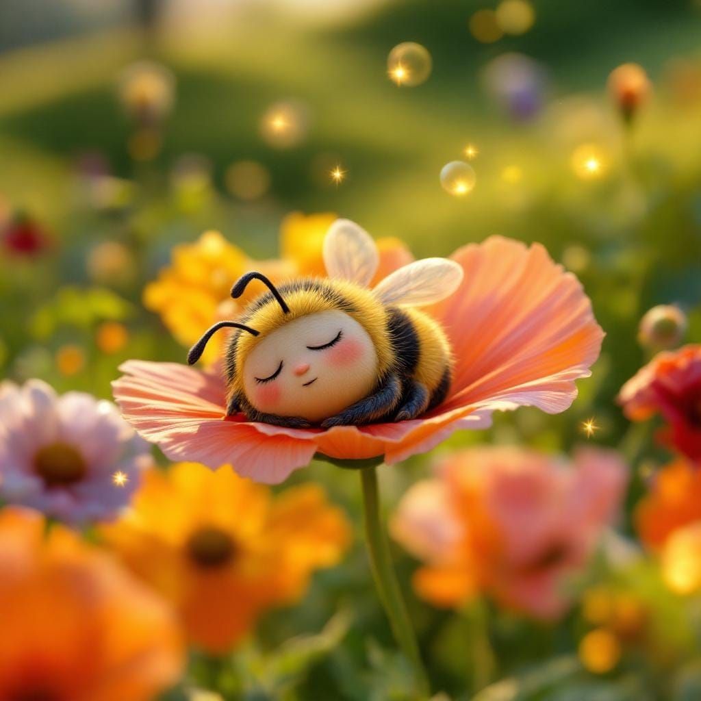 Sleepy Bumblebee in Claymation Field