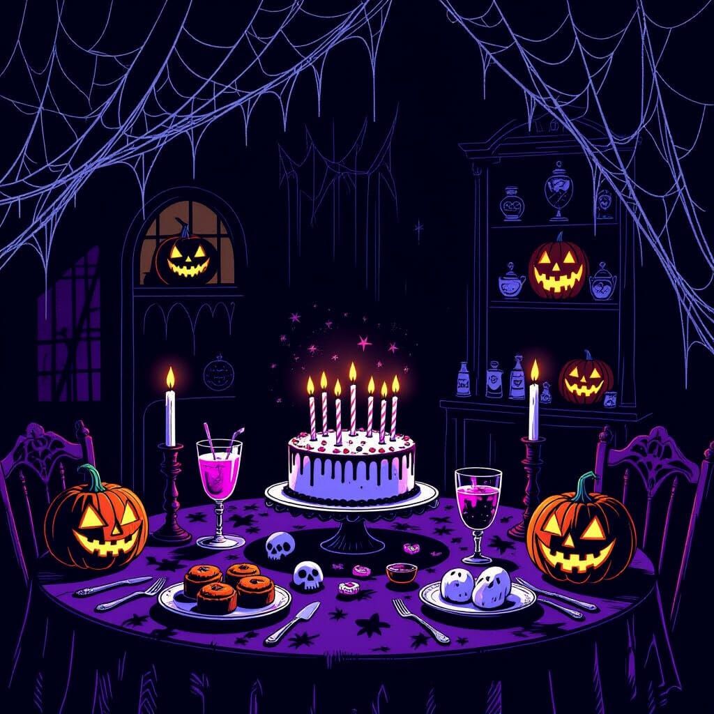 Gothic Birthday Party with Spooky Decorations