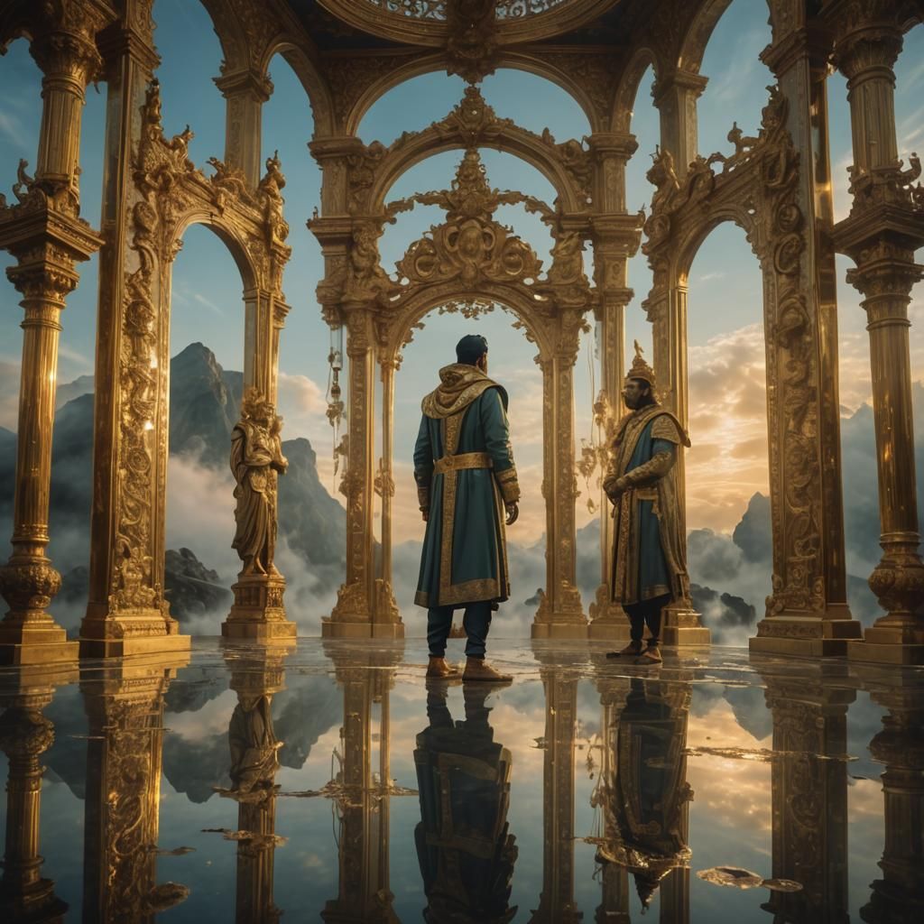 Deity in Infinite Mirror Reflection: Fantasy Concept Art