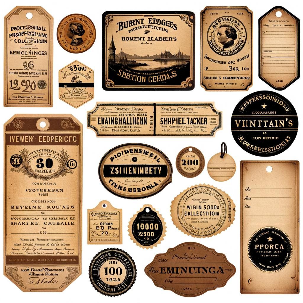 Vintage Ephemera Collection with Sepia Tones and Grunge Effe...