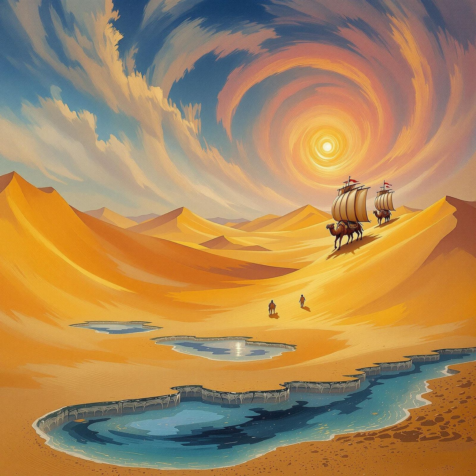 Surreal Desert Odyssey in Dalí's Visionary Style