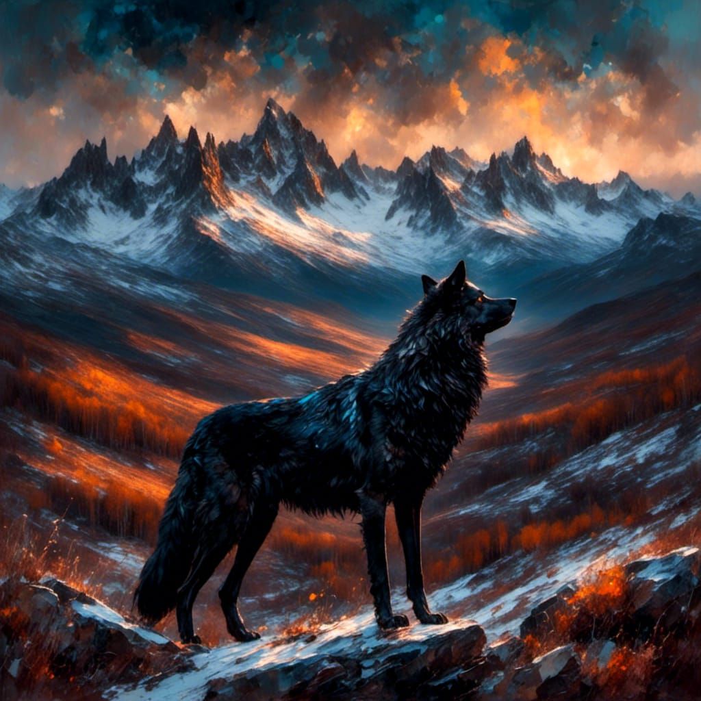 Black Wolf Portrait with Text Howl