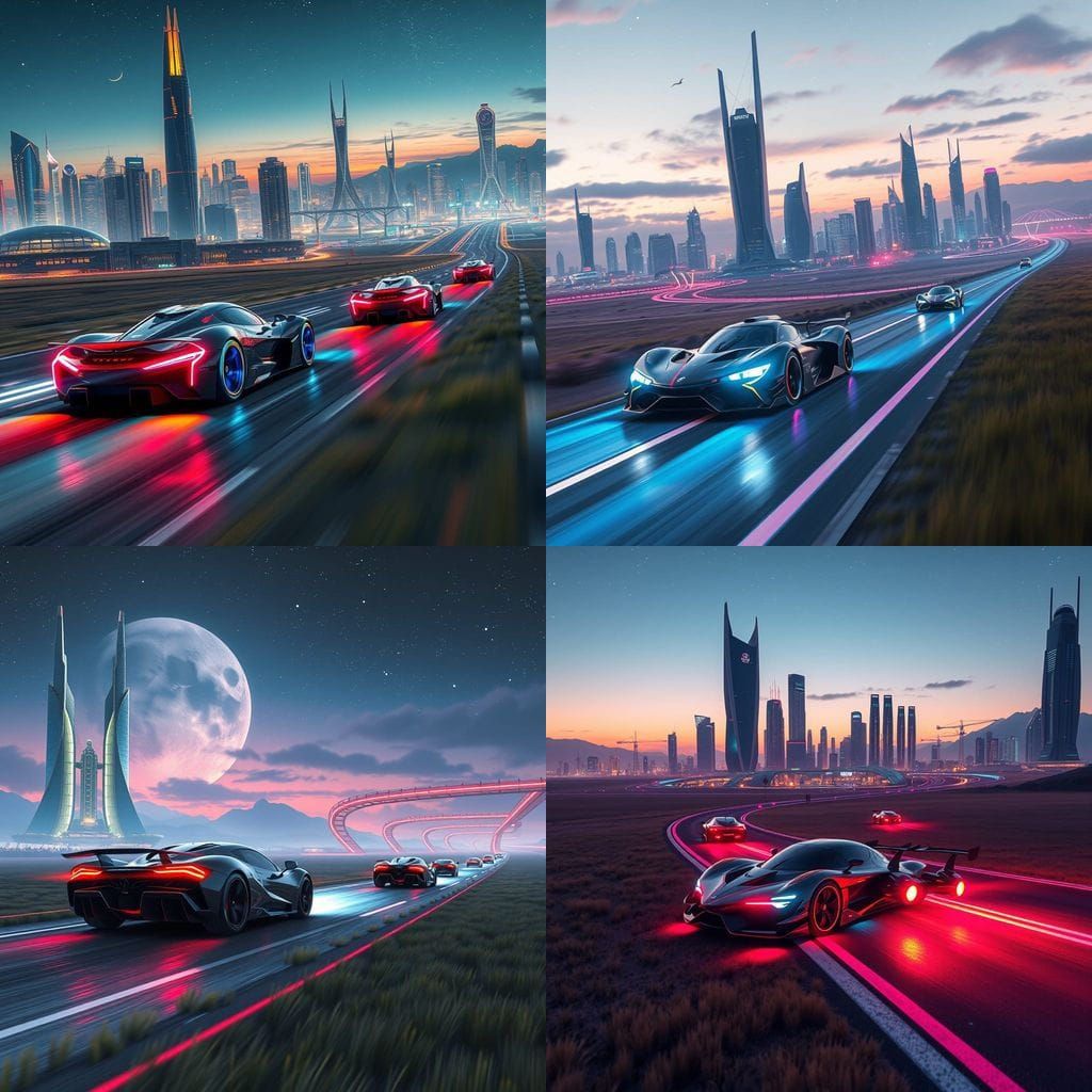 Futuristic Anti-Gravity Race Through Urban Landscape