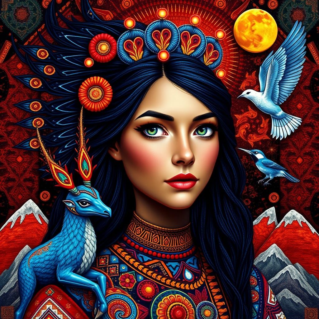 Celestial Maiden in Dreamlike Tapestry