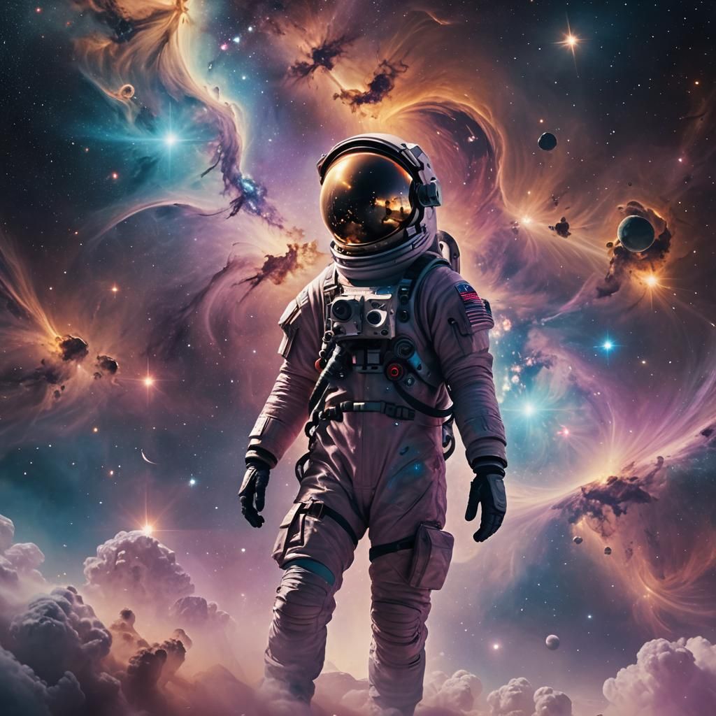 Astronaut in Nebula with Ethereal Cinematic Lighting