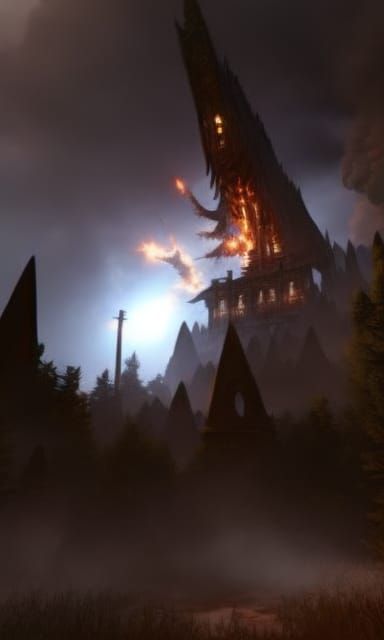 Lovecraftian Post-Apocalyptic Castle in Detailed Digital Art