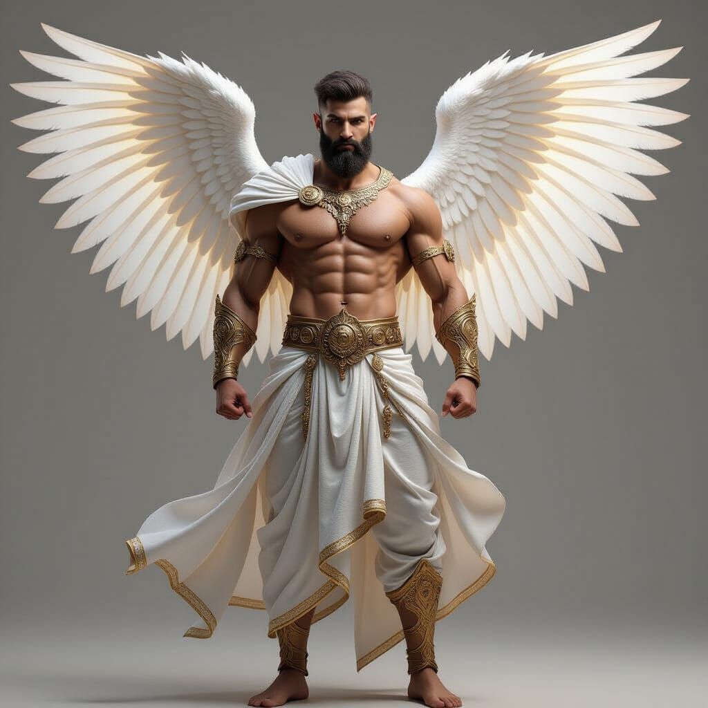 Warrior Angel with Swan Wings in God of War Armor