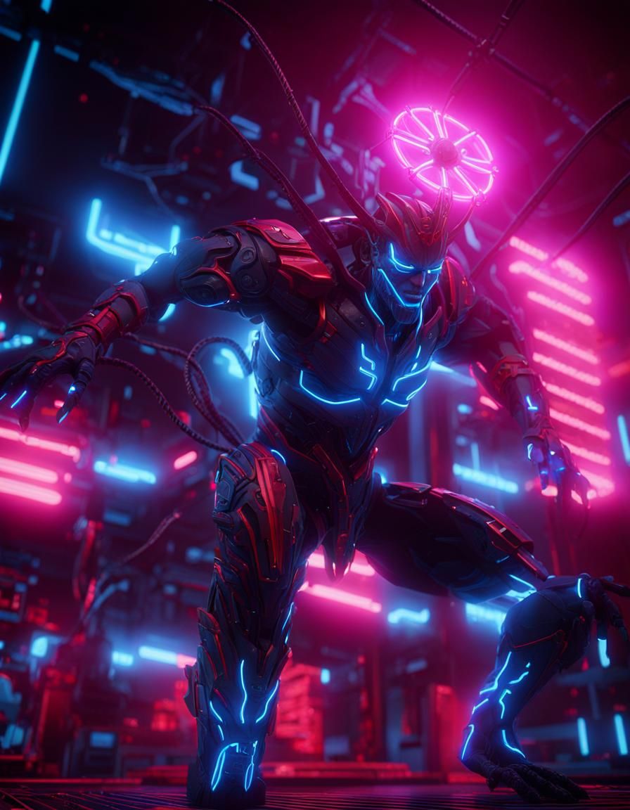 Mahoraga in High-Tech Lab: 3D Game Cinematic