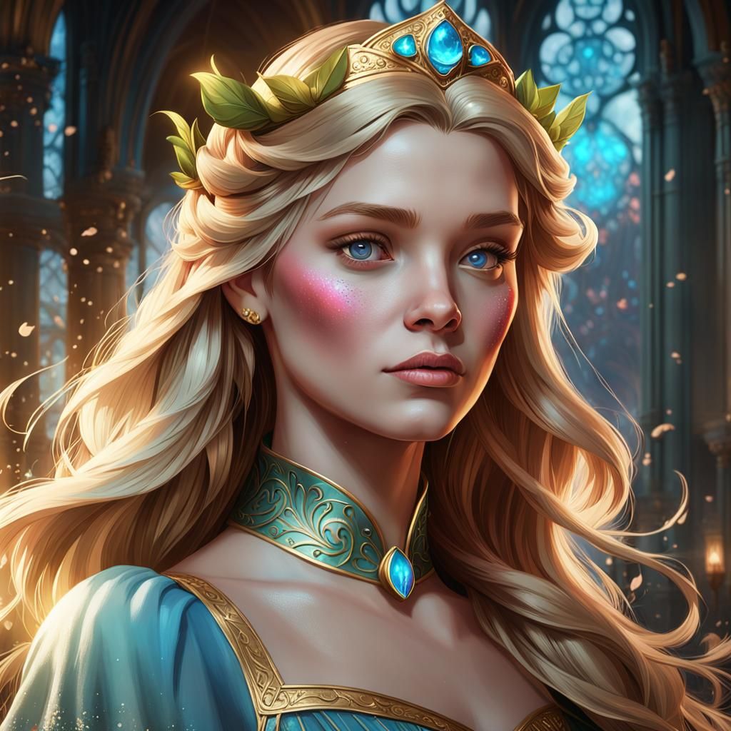Princess Aurora Portrait in Hyperdetailed Art Nouveau Style