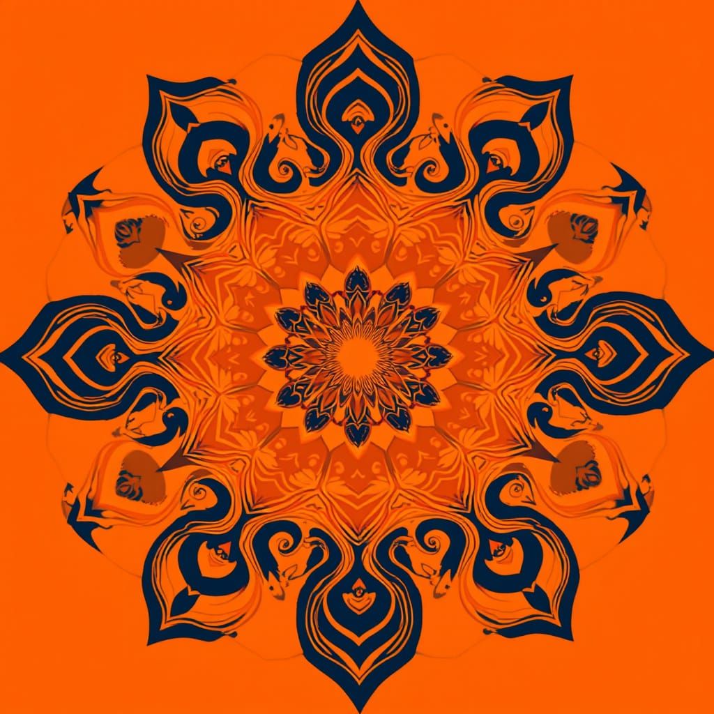 Vibrant Orange Mandala with Swirling Patterns