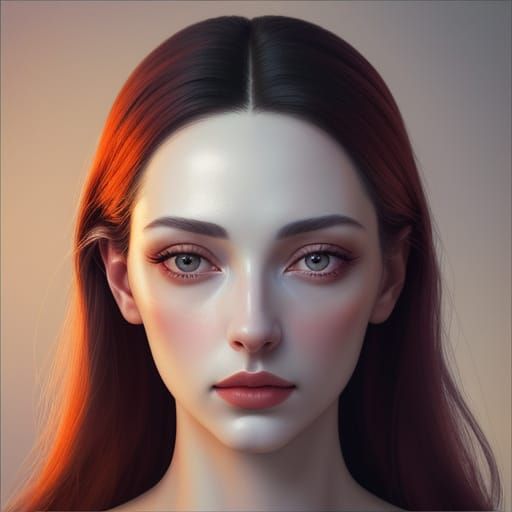 Surreal Woman Portrait with Golden Light, Digital Art