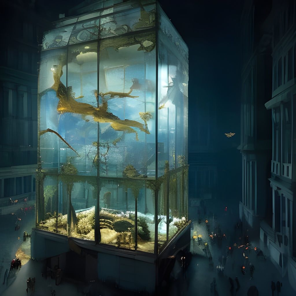 Spectacular Lightning Display in Glass Box, Photorealistic